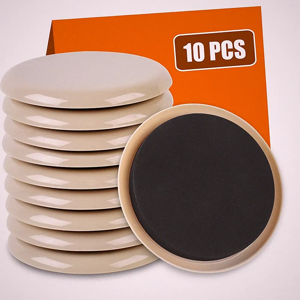 10PCS Furniture Sliders, 3 1/2" Furniture Sliders for Hardwood Floors, Reusab
