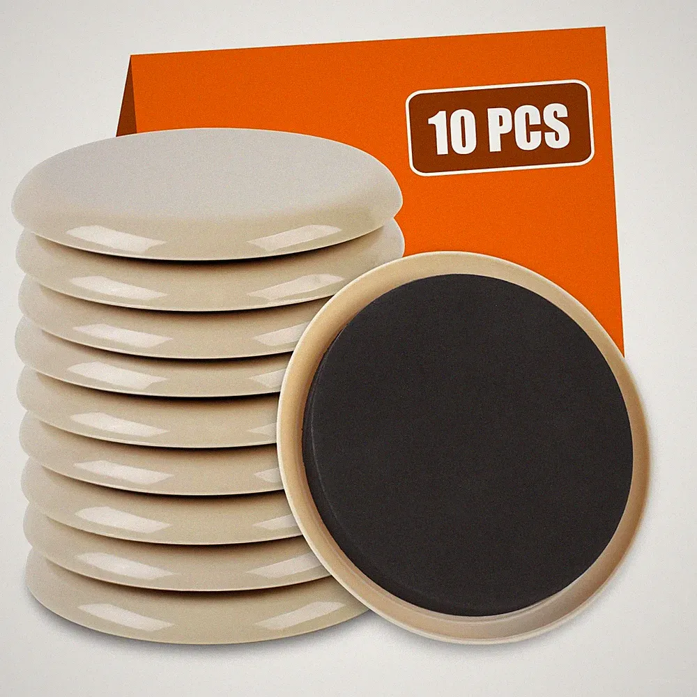 10PCS Furniture Sliders, 3 1/2" Sliders for 10PCS|3 1/2", Beige