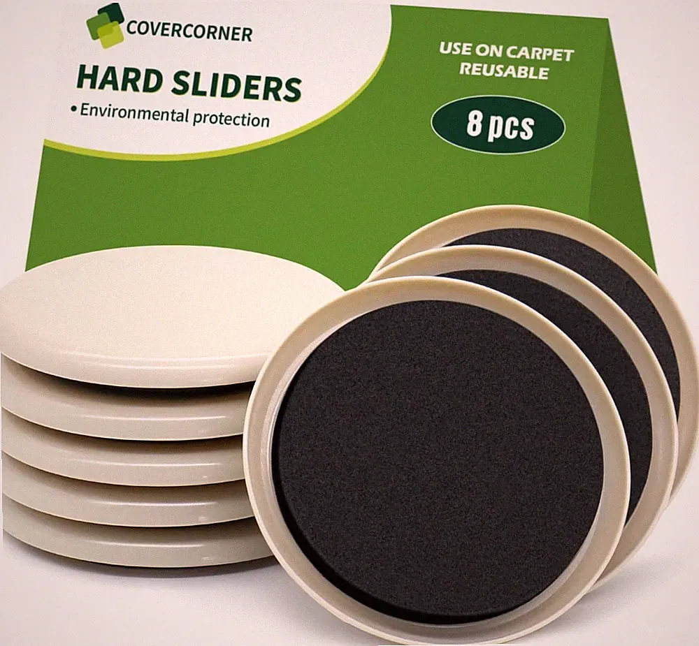8Pack 3.5 Inch Reusable Furniture Sliders for Carpet Hardwood Floor Chair Movers