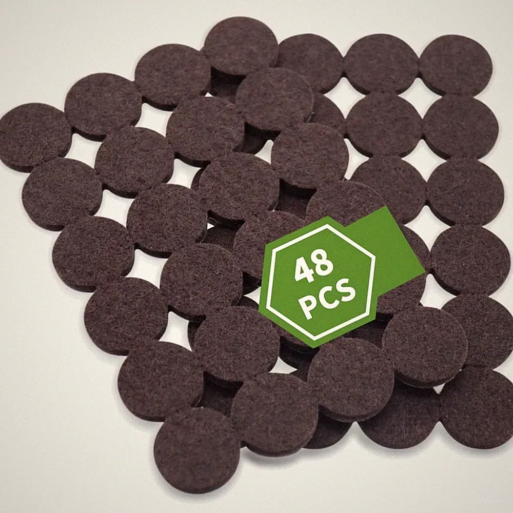 Dark Brown Felt Pads 48 Count, Noise-Reducing Furniture Protectors for Floors