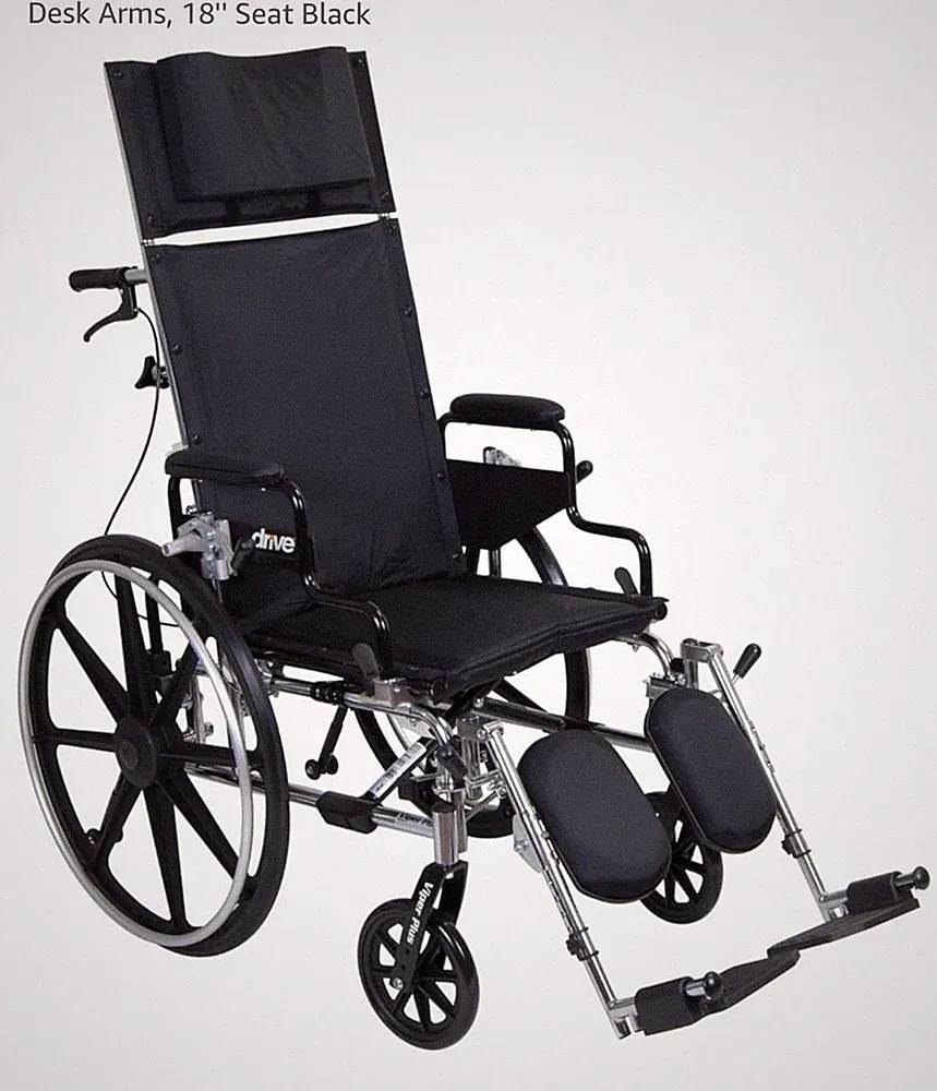 Drive Medical Viper Plus GT Full Reclining Wheelchair, Detachable Desk Arms
