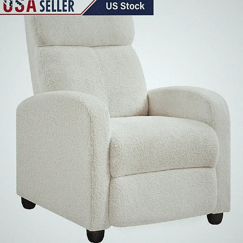 Fabric Recliner Chair Push Back Footrest Comfortable Indoor Seating Living Room
