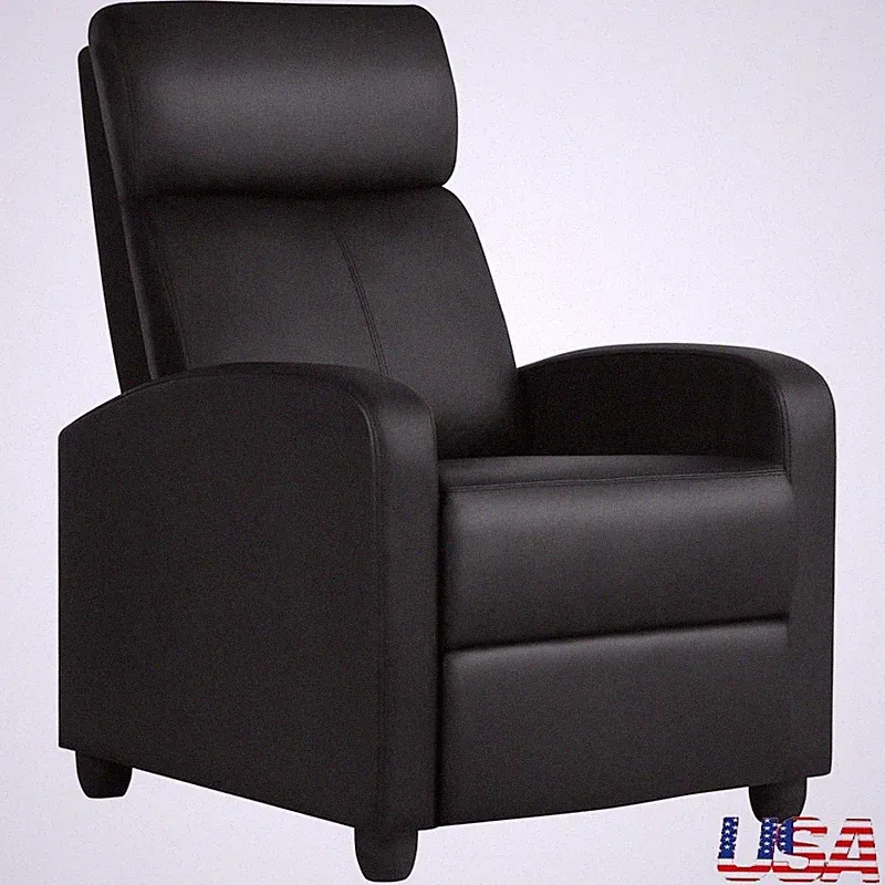 Faux Leather Push Back Recliner Adjustable Comfortable Seating Theater Chair New