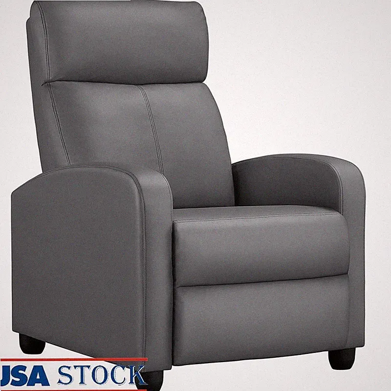 Faux Leather Push Back Recliner Theater Chair Adjustable Comfort Modern Design