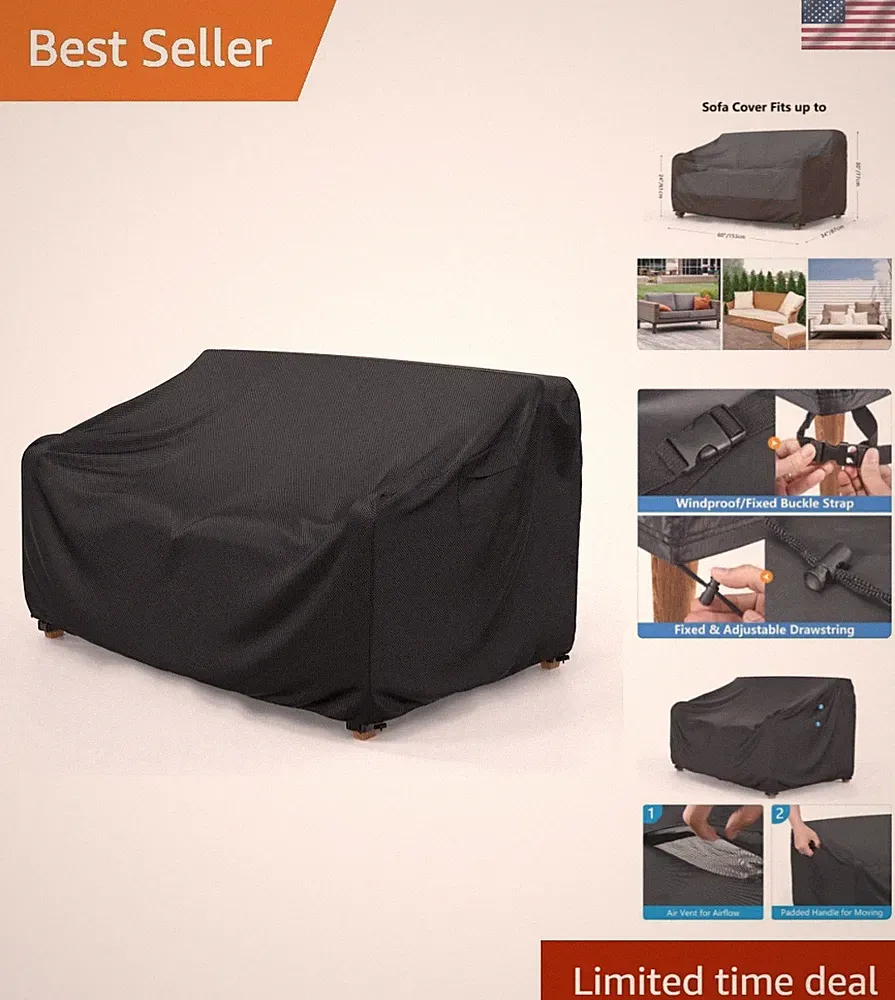 Heavy-Duty Outdoor Loveseat Cover - Waterproof, Black, Easy Install