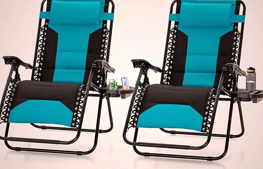 MAISON ARTS Oversized Zero Gravity Chairs Set of 2, Folding Padded Recliner anti