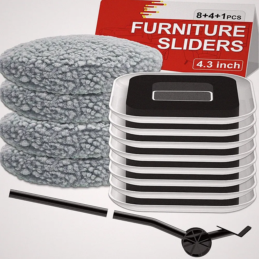 New Upgrade Furniture Sliders, Multi-Surface 3-in-1 4.3in 8+4+1Pack, White
