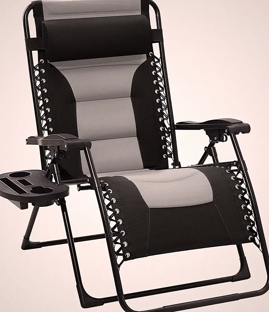 Oversized Zero Gravity Lounge Chair with Headrest, Cup Holder & Side Tray