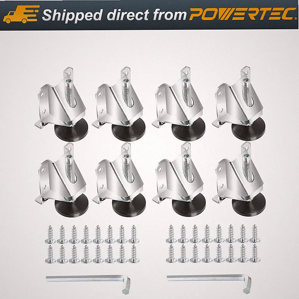 POWERTEC 71136-P2 Heavy Duty Leveler Legs w/ Lock Nuts, 8 PK