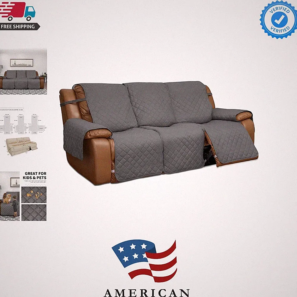 Recliner Sofa Cover, Reversible Couch Cover for 3 Seat Recliner, Split Sofa C...