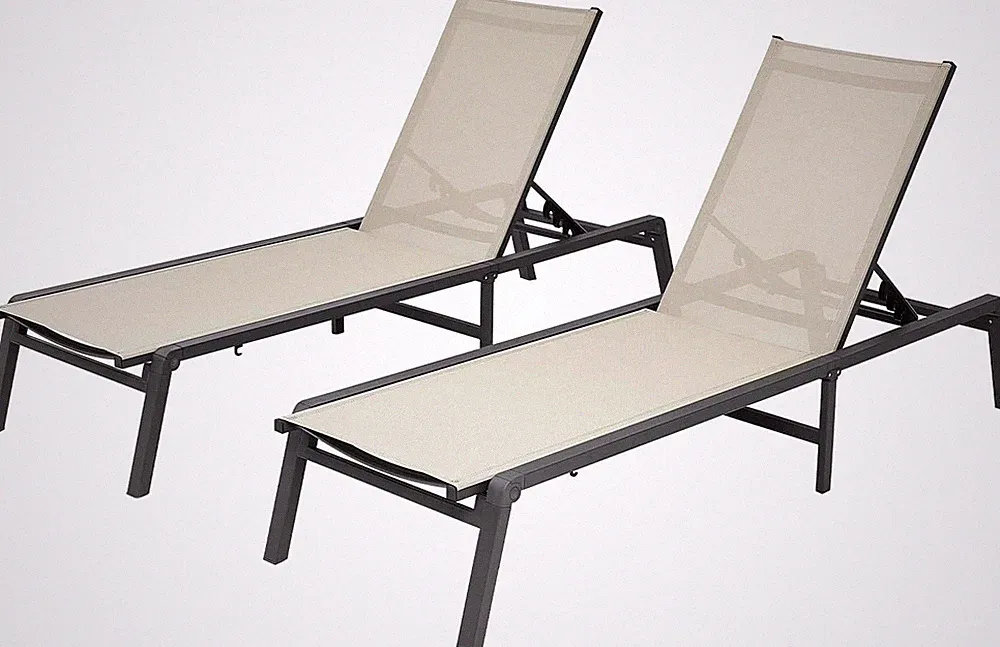 Set of 2 Foldable Outdoor Chaise Lounge Chairs with 5 Positions, 400 Lbs Capacit