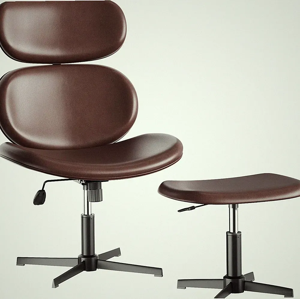 Swivel Modern Chair W/ Ottoman No Wheels PU Criss Cross Reading Chair W/